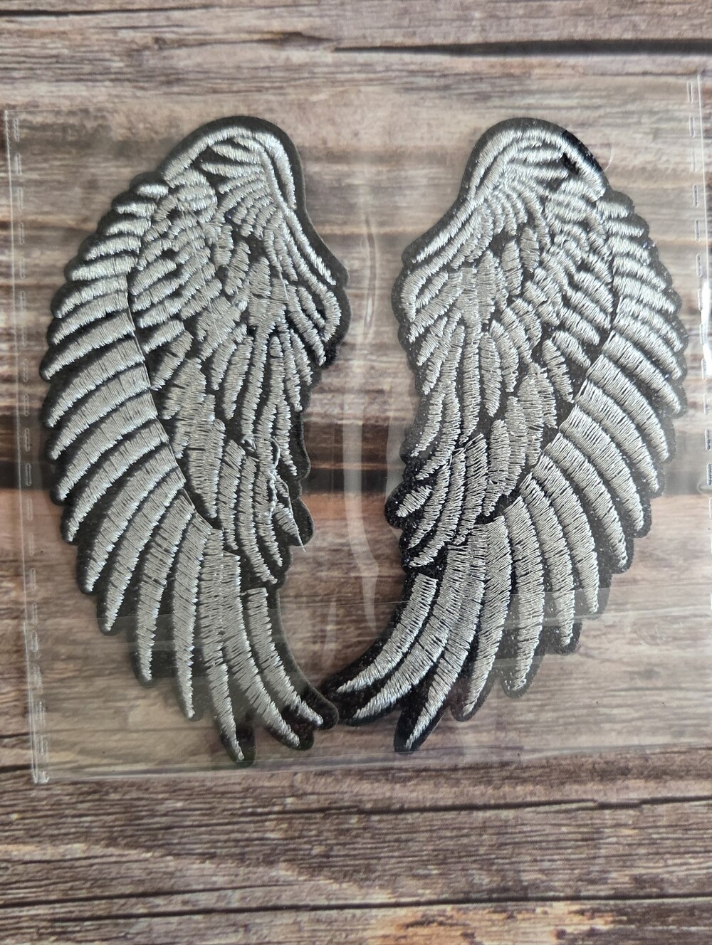 Silver Wings Angel Silver Sparkle Angelic Wing Set Of 2 Iron on Patches.